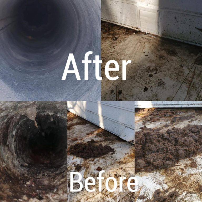 before and after Dryer Vent Cleaning​
