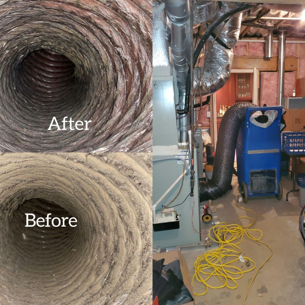 Air duct cleaning - After and before image