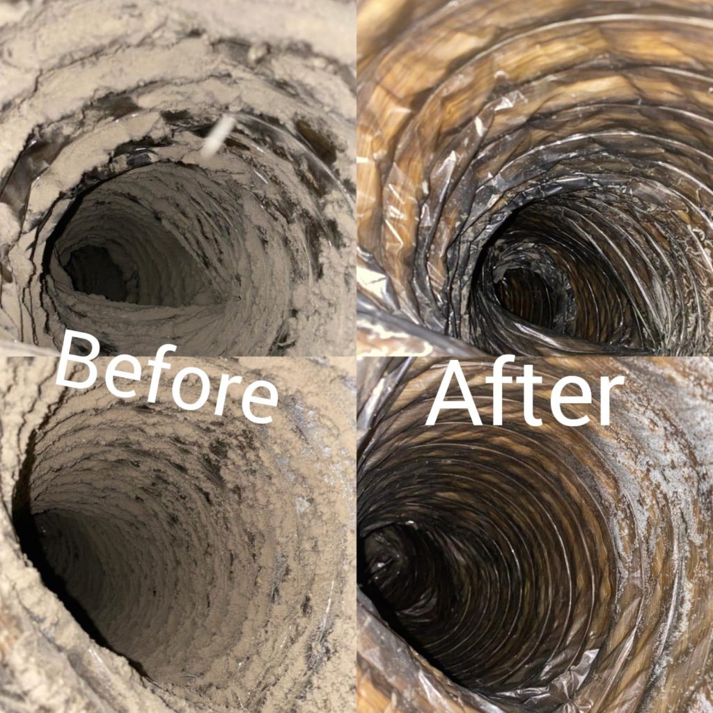 Air duct cleaning. Before and after by MMI Experts