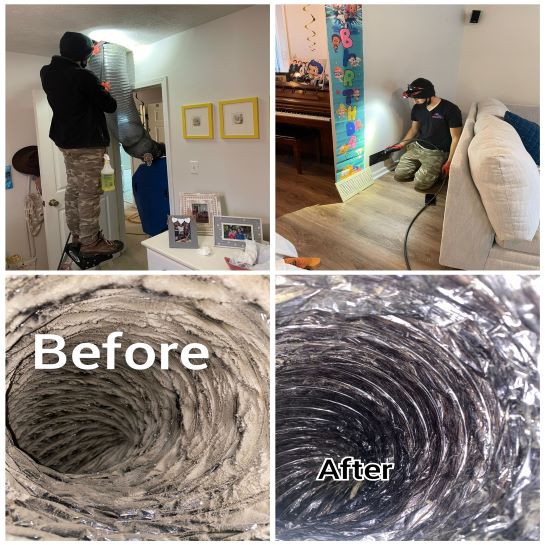 Duct cleaning benefits - Before and after