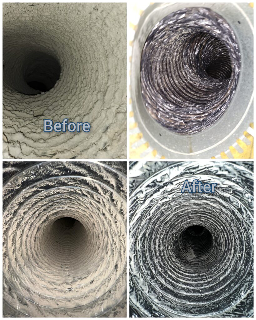 Before and After Image of air duct cleaning by MMI