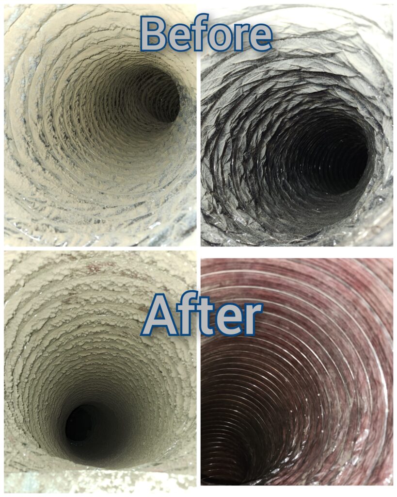 Before and After Images of air duct cleaning - MMI Improvement Pro