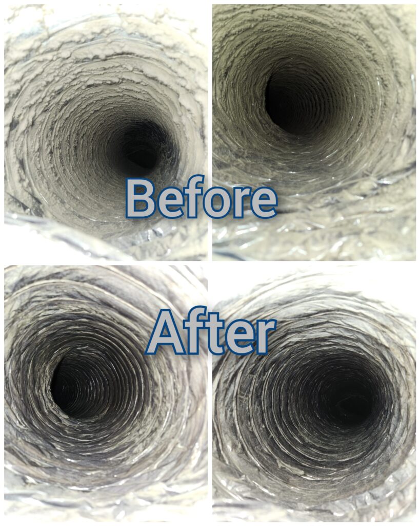 Before and After Images of air duct cleaning Service- MMI Improvement Pro