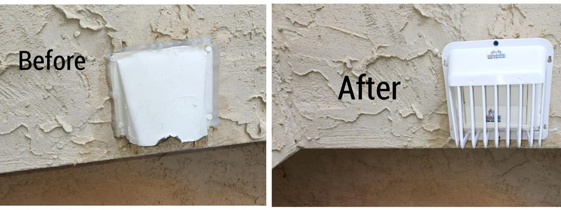 Before and After Images of Dryer Vent Cleaning service by MMI Home Improvement Pro