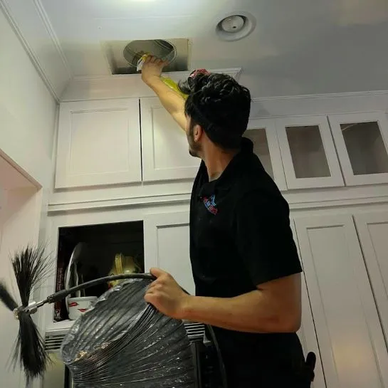 air duct sanitizing in kitchen area